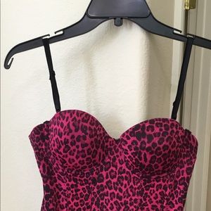 Hot Pink and Black Leopard Bustier Corset Top!